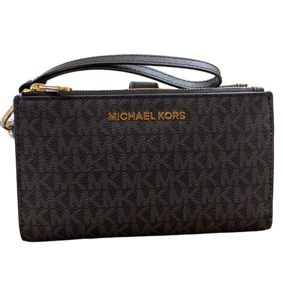 MICHAEL KORS ADELE LOGO SMARTPHONE WALLET JET SET DOUBLE ZIP WRISTLET 7-8 - Picture 6 of 6